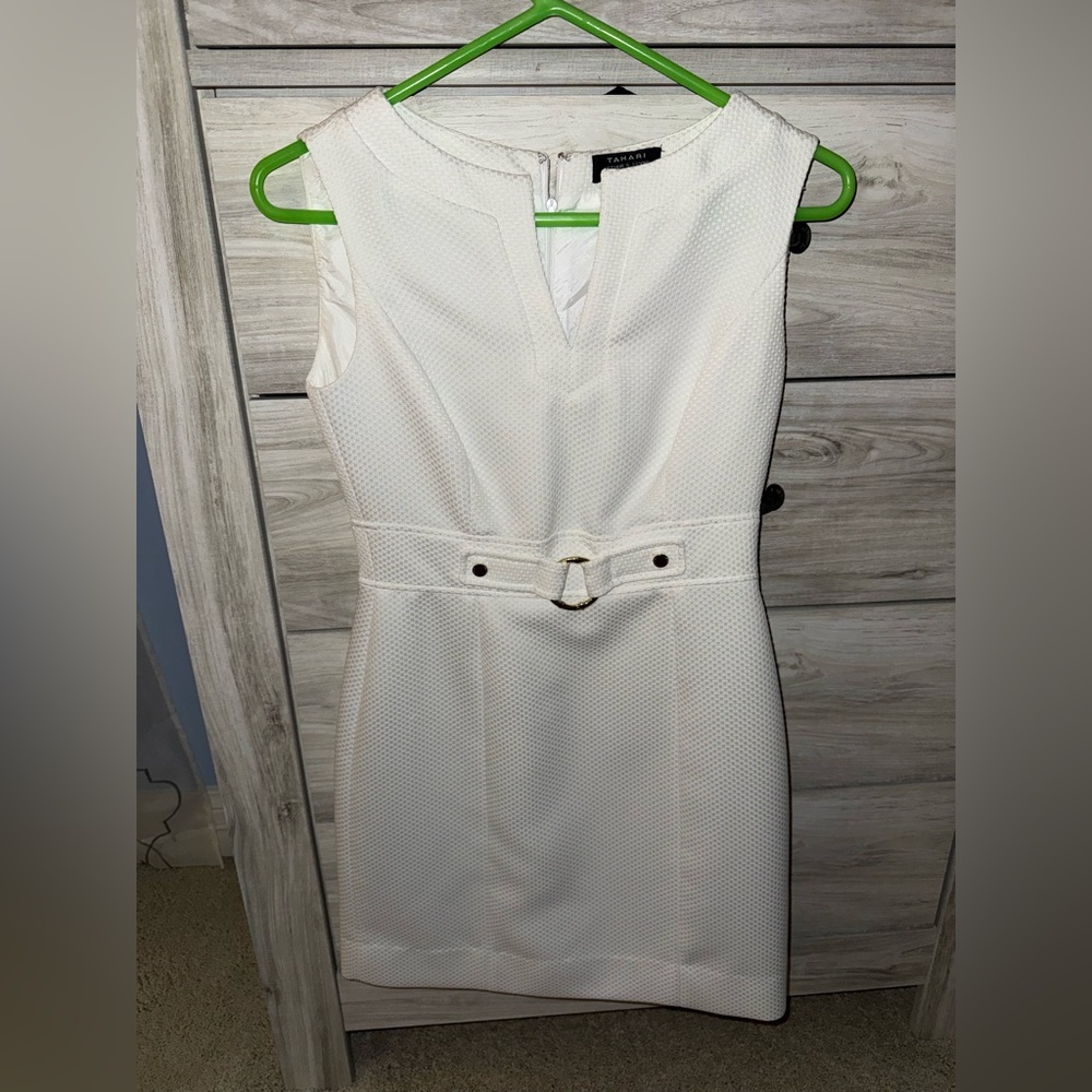 Tahari White Textured Dress